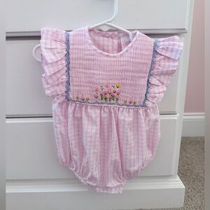 Stitchy Fish Smocked Romper • 3M